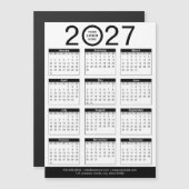 カスタム 黒 白 2027年 カレンダー & ビジネス ロゴ (正面/裏面)