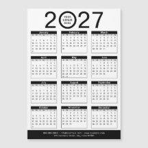 カスタム 黒 白 2027年 カレンダー & ビジネス ロゴ