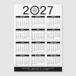 カスタム 黒 白 2027年 カレンダー & ビジネス ロゴ