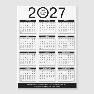 カスタム 黒 白 2027年 カレンダー & ビジネス ロゴ