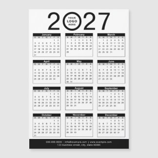 カスタム 黒 白 2027年 カレンダー & ビジネス ロゴ