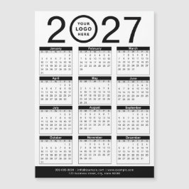 カスタム 黒 白 2027年 カレンダー & ビジネス ロゴ