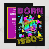 カスタム 1980年代生まれ 80年代 レトロ クラス会 パーティー 招待状 (正面/裏面)