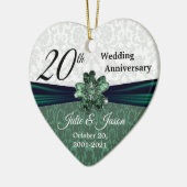 カスタム- 20th Emerald Damask Wedding Anniversary セラミックオーナメント (左)