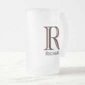 カスタム 3色のモノグラムの名 フロストグラスビールジョッキ (正面右)