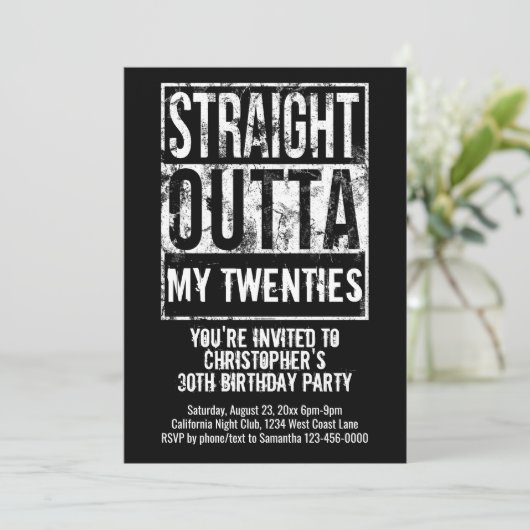 カスタム 30歳の誕生日パーティー ストレート アウト オブ 招待状 (スタンド正面)
