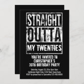 カスタム 30歳の誕生日パーティー ストレート アウト オブ 招待状 (正面/裏面)