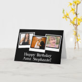 カスタム 3-Photo Snapshot Framesカラー誕生日カード カード (黄色い花)