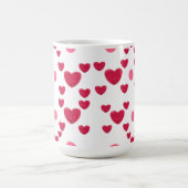 カスタム 3D ハート & ポルカドット キュートなパターン コーヒーマグカップ (中央)