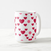 カスタム 3D ハート & ポルカドット キュートなパターン コーヒーマグカップ (正面右)