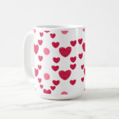 カスタム 3D ハート & ポルカドット キュートなパターン コーヒーマグカップ (正面左)