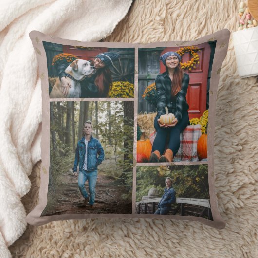 カスタム/4つの写真のコラージュの魅力のばら色の陸軍少佐の階級章 クッション (ブランケット)