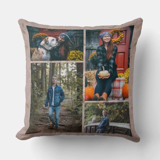 カスタム/4つの写真のコラージュの魅力のばら色の陸軍少佐の階級章 クッション (正面)