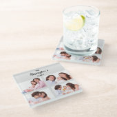 カスタム 4ファミリフォトコラージュ長方形フレーム ガラスコースター (アングル)