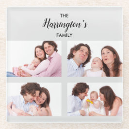 カスタム 4ファミリフォトコラージュ長方形フレーム ガラスコースター