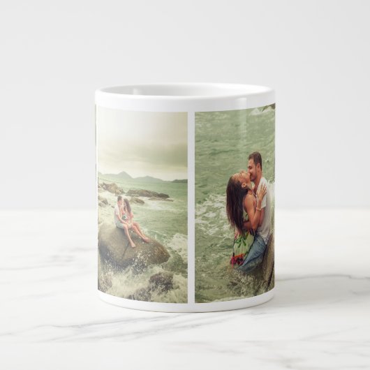 カスタム 4フォトコラージュコーヒーマグ ジャンボコーヒーマグカップ (正面)