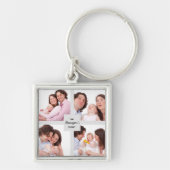 カスタム 4部家族写真コラージュ正方形枠 キーホルダー (正面)