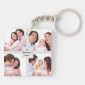 カスタム 4部家族写真コラージュ正方形枠 キーホルダー (裏面)