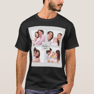 カスタム 4部家族写真コラージュ正方形枠 Tシャツ