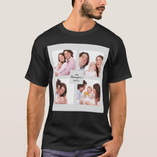 カスタム 4部家族写真コラージュ正方形枠 Tシャツ