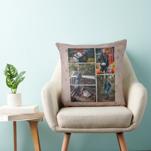 カスタム/5つの写真のコラージュの魅力のばら色の陸軍少佐の階級章 クッション (椅子)