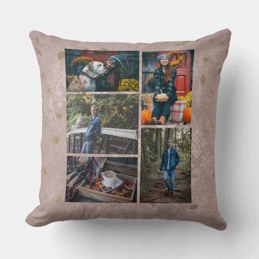 カスタム/5つの写真のコラージュの魅力のばら色の陸軍少佐の階級章 クッション (正面)