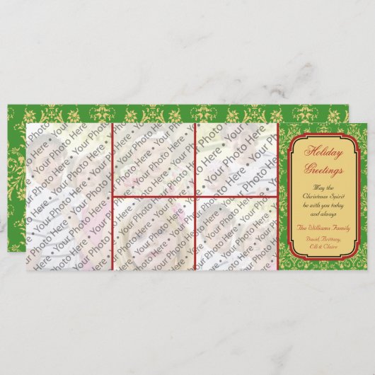 カスタム 5フォトクリスマスホリデーグリーティングカード シーズンカード (正面/裏面)