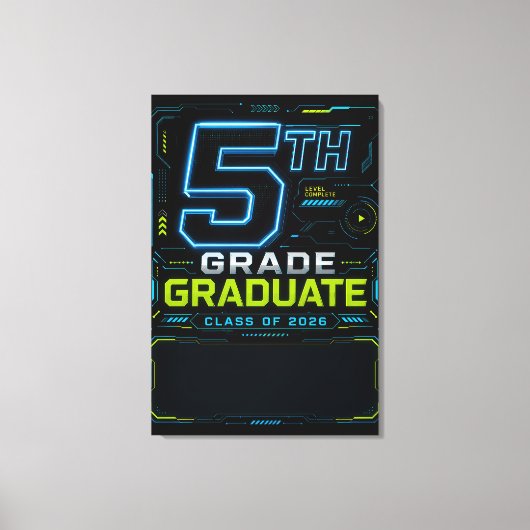 カスタム 5年生 ゲーマー 卒業 2026 キャンバスプリント (正面)