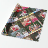 カスタム 5 枚の写真をレッドとゴールドでクリスマス風のコラージュにしよう ラッピングペーパー (アンロールド)