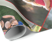 カスタム 5 枚の写真をレッドとゴールドでクリスマス風のコラージュにしよう ラッピングペーパー (ロールコーナー)