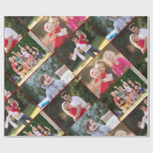 カスタム 5 枚の写真をレッドとゴールドのクリスマス コラージュで作成 ラッピングペーパー (フラット)