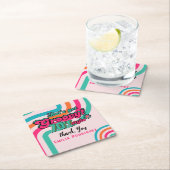 カスタム 70年代 レトロ ディスコ バースデー ブギ― グルーヴィー スクエアペーパーコースター (インサイチュ)