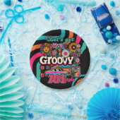 カスタム 70年代 レトロ ディスコ バースデー ブギ― グルーヴィー ペーパープレート (パーティー)