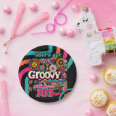 カスタム 70年代 レトロ ディスコ バースデー ブギ― グルーヴィー ペーパープレート (パーティー)