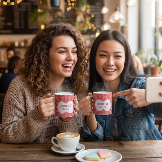 カスタム"Besties" サンバースト オーダーメイドピロー – エム コーヒーマグカップ
