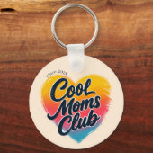 カスタム "Cool Moms Club" ハートの写真 キーホルダー (正面)