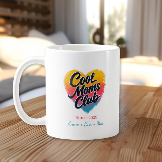 カスタム "Cool Moms Club" ハート コーヒーマグカップ