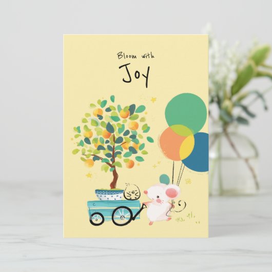 [カスタム/EN]おめでとう気球ラットマウスかわいい シーズンカード (スタンド正面)