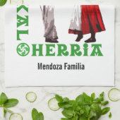 カスタム、Euskal Herriaの伝統的なバスクの踊り: キッチンタオル (折り畳み)