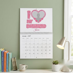 カスタム I Love My Boyfriend – 写真と名前を追加 カレンダー