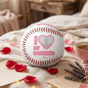 カスタム I Love My Boyfriend – 写真と名前を追加 野球ボール