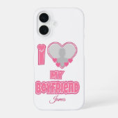 カスタム I Love My Boyfriend – 写真と名前を追加 iPhone 16ケース (裏面)