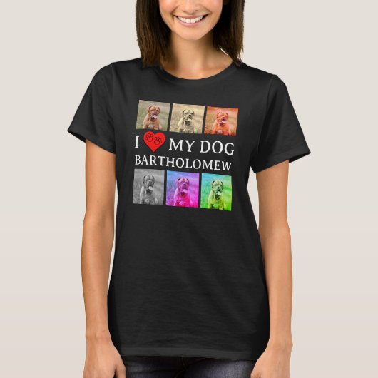 カスタム I LOVE MY DOG ポップアート ペット愛好家 Tシャツ (正面)