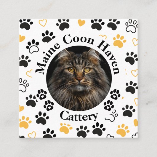 カスタム Maine Coon Cattery スクエア名刺 コーリングカード (正面)