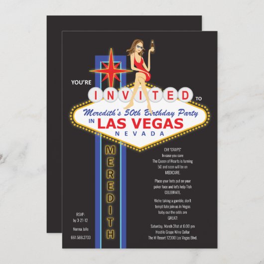 カスタム- Meredith第50 招待状 (正面/裏面)