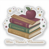 カスタム Mrs. 名前 先生 教室 備品 シール (正面)