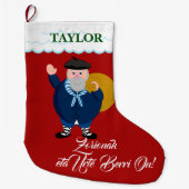 カスタム、Olentzero + "Zorionak eta Urte Berriの"の、 ラージクリスマスストッキング (正面)