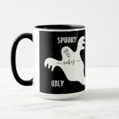 カスタム spooky VIBES ONLY ゴースト ハロウィン ブラック マグカップ (左)