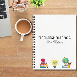 カスタム Teacher Appreciation Teach Inspire Repeat ノートブック