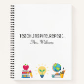 カスタム Teacher Appreciation Teach Inspire Repeat ノートブック (正面)